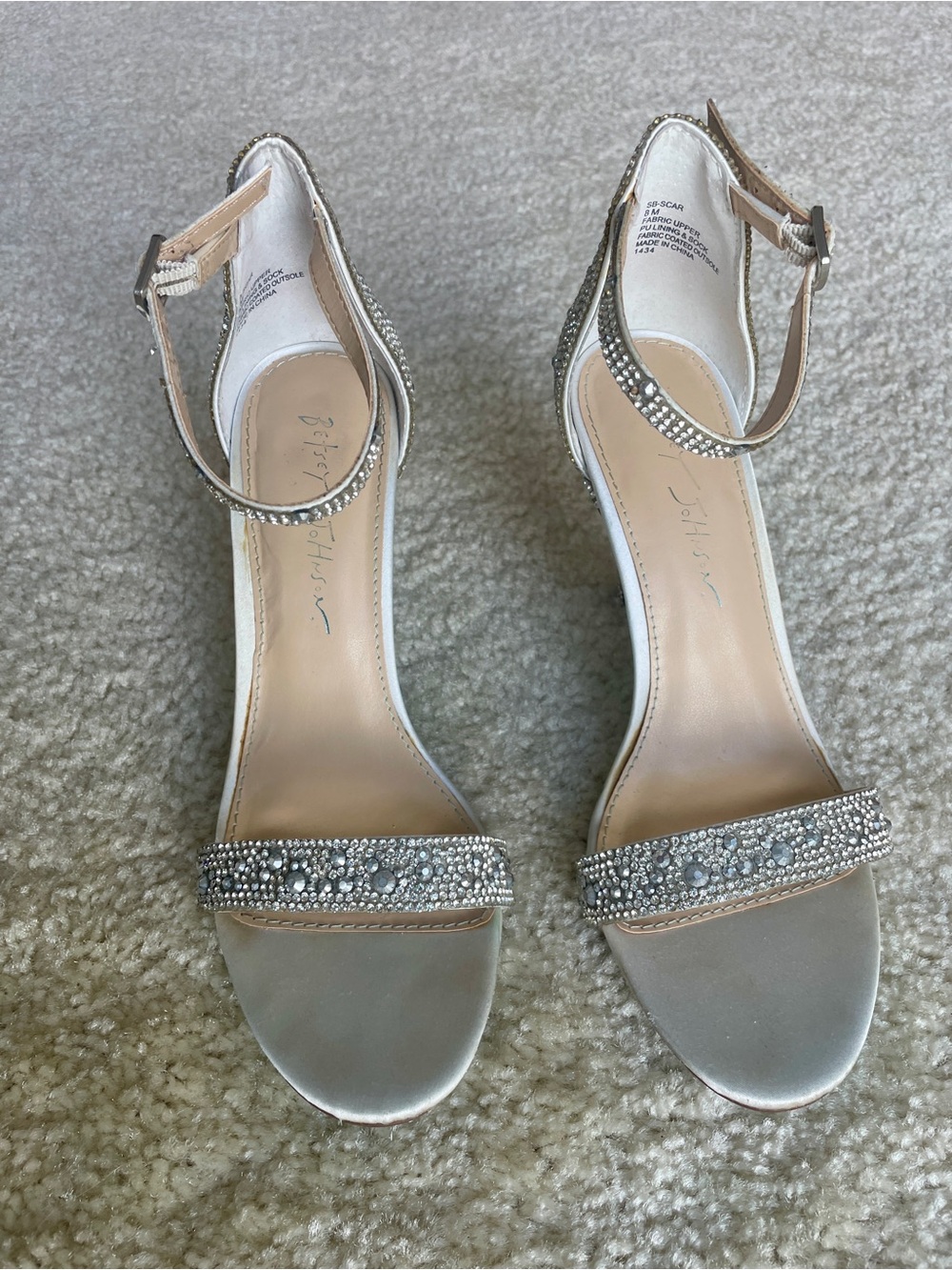 Betsey Johnson Silver Crystal Ankle-Strap Heels - Picture 3 of 9